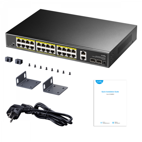 Cudy Switch PoE Gigabit 24PoE + 2GbE + 2SFP Uplink 300W R/M GS1026PS2 Cudy Switch PoE Gigabit 24PoE + 2GbE + 2SFP Uplink 300W R/M GS1026PS2